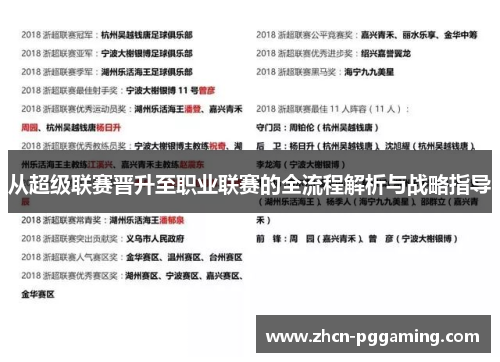 从超级联赛晋升至职业联赛的全流程解析与战略指导