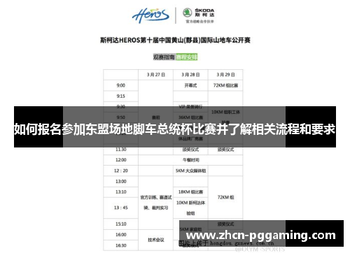 如何报名参加东盟场地脚车总统杯比赛并了解相关流程和要求